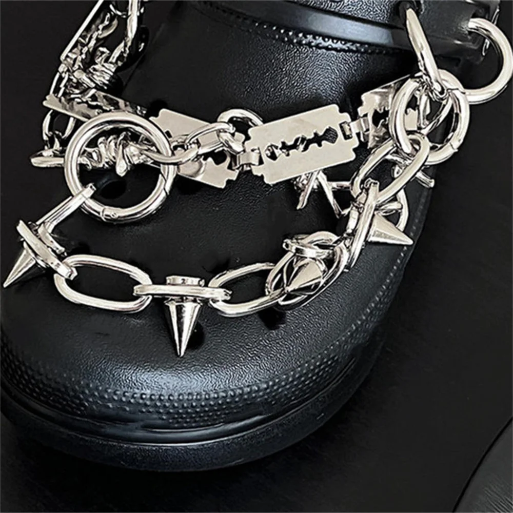 1pc Rivet Thorn Blade Hip Hop Punk Metal Decorative Chain Shoe Chain Bag Chain Clothing Accessories Decorative Hook Accessories