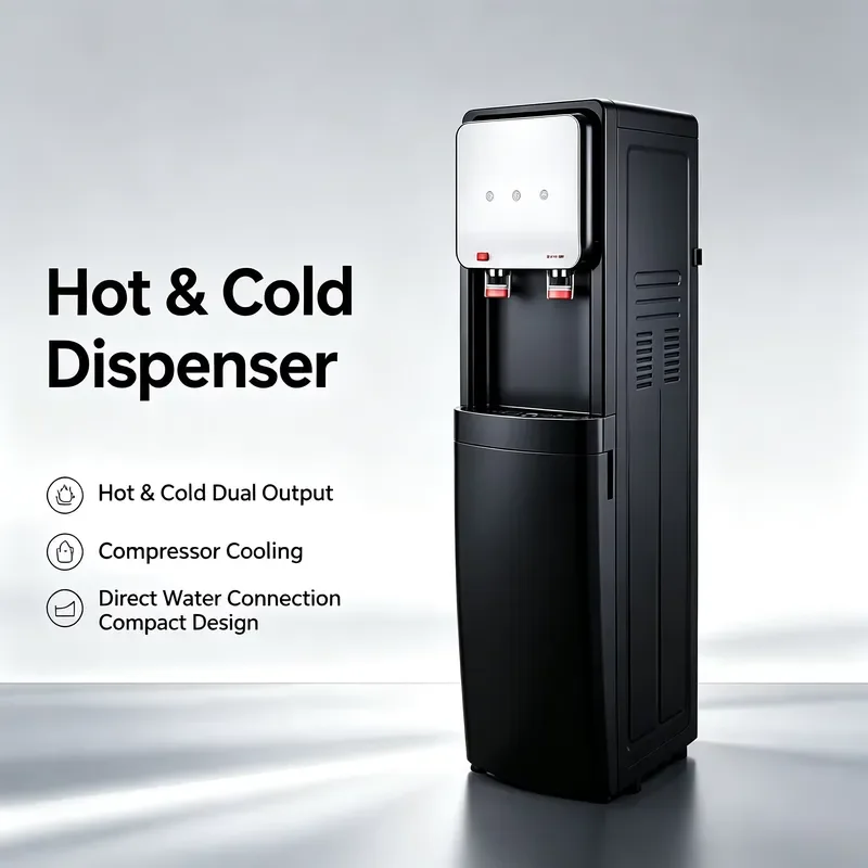 800W Vertical Water Cooler Instant Hot Cold 220V Direct Connection Compressor Dispenser for Home Office 3-6 Users Instant Hot