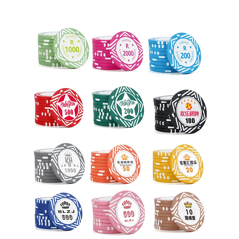 

200 PCS Customize ABS/CLAY Poker Chips with Personalized Text Logo Image or Design Plastic Chips Plastic token for Casino Game