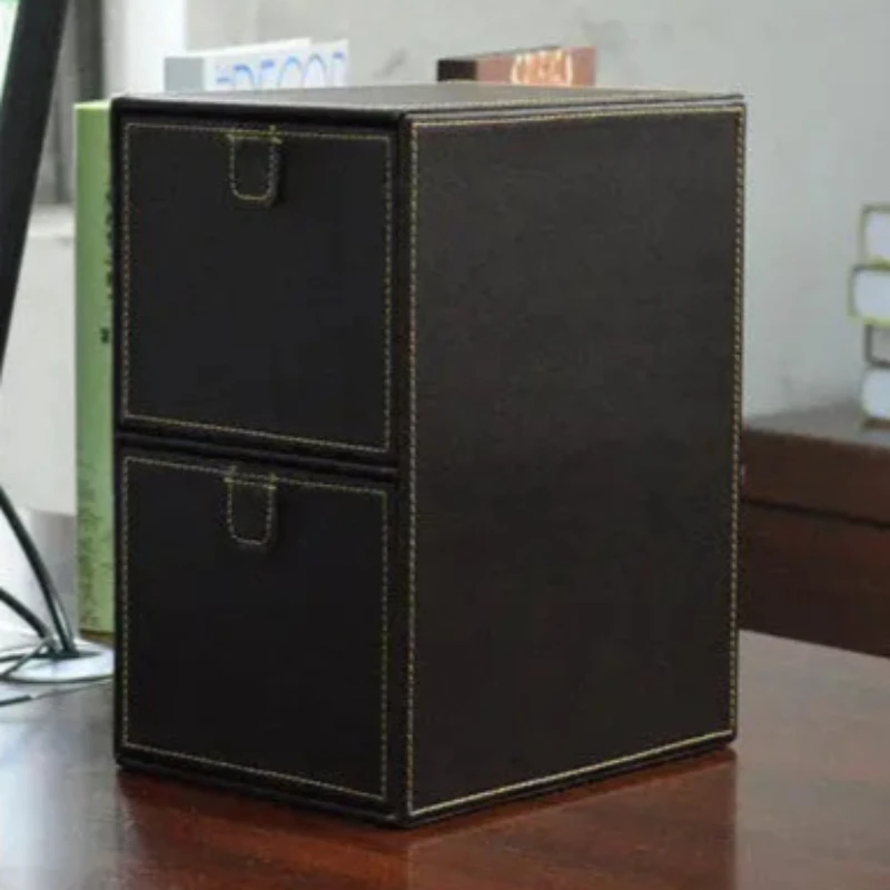 Creative Leather CD Storage Box 2-Drawer DVD Disc Organizer Cabinet with High-End Desktop Design for Media Collection&Home Decor - view 5