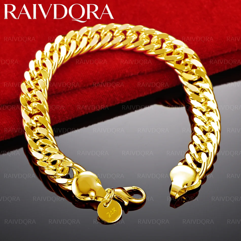 18K Gold Plated 10mm Multi Circle Woven Bracelet For Men and Women Fashion Jewelry Charm Generous Birthday Gift