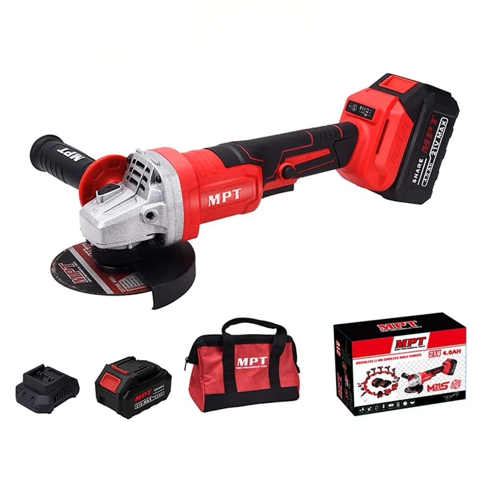 MPT Angle Grinder Cutting Grinding Tools Cutter Machine Mini Cordless Angle Grinder 21V Battery 115mm Brushless