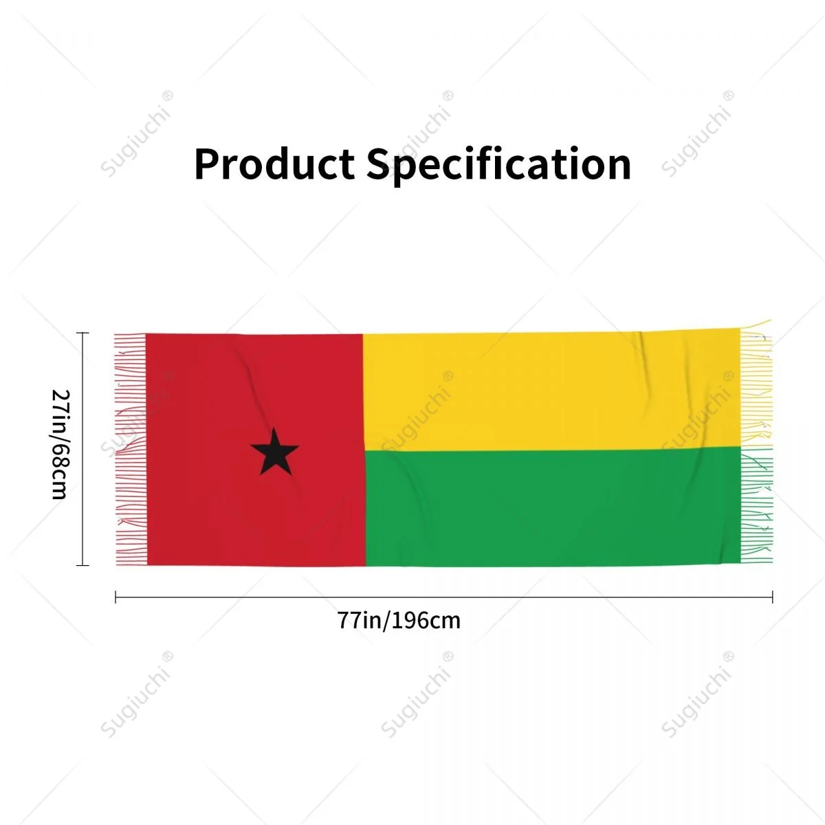 Guinea-Bissau Flag Scarf Pashmina Warm Scarves Shawl Wrap Hijab Spring Winter Multifunction Unisex image 6