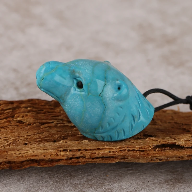 Natural Blue Howlite Hand-Carved Bear Heads Pendant,Fashion Jewelry For Women Beads Jewelry Gemstone Birthday Gift 40x22x22mm