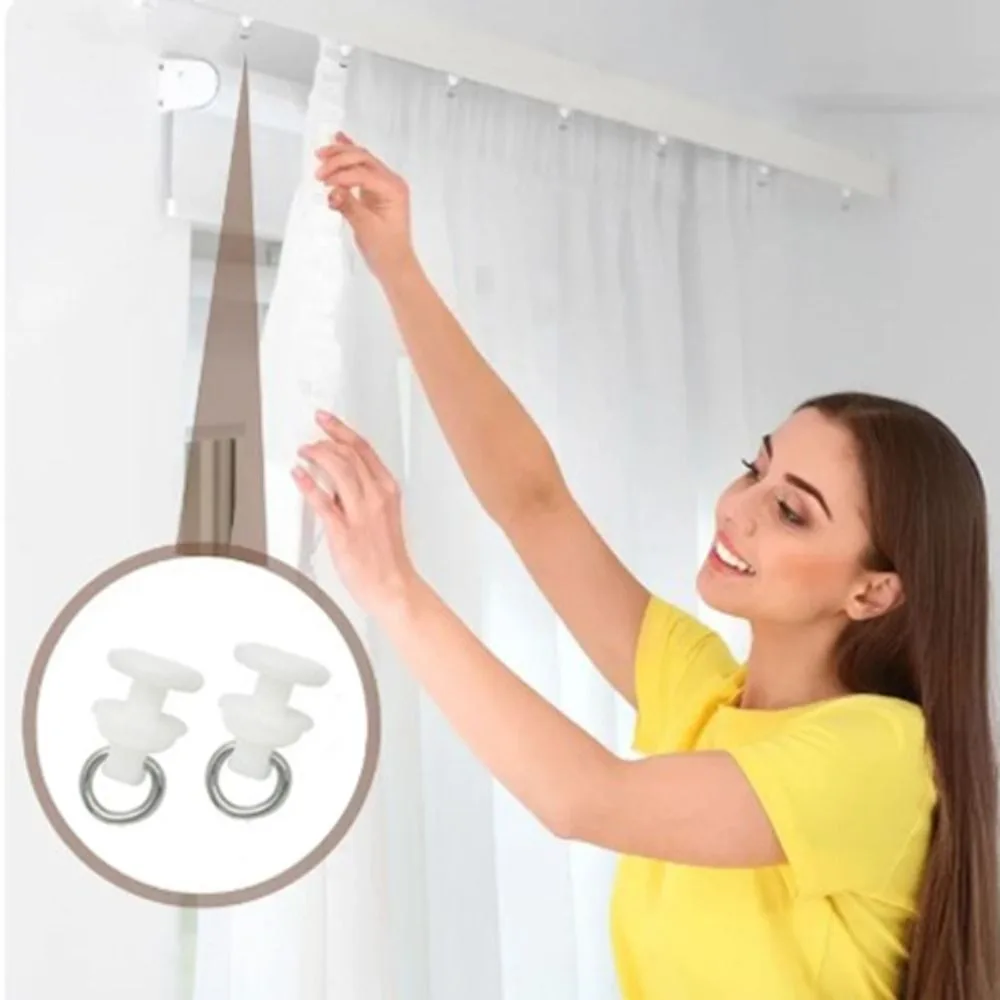 20pcs/pack White Curtain Track Pulley Plastic Slide Smoothly Curtain Hook Roller Silent Curtain Track Glider Windows