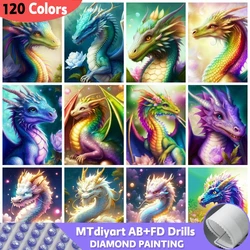 120 Colors AB Fairy Dust Dragon Cartoon Round Diamond Painting Kit Home Decor Full Drill Embroidery Mosaic Animal Wall Art