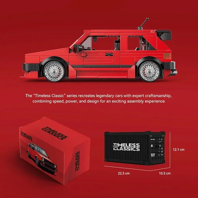 479 stücke Technische Red Golf MK2 Bausteine MOC Klassische Fließheck Auto Modell Montage Ziegel Spielzeug für Erwachsene Kinder Geburtstag Geschenk