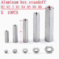 5-10pcs/lot M2 M2.5 M3 M4 M5 M6 M8 hex aluminum standoff spacer Stud extend long coupling nut  L=6 TO 50mm