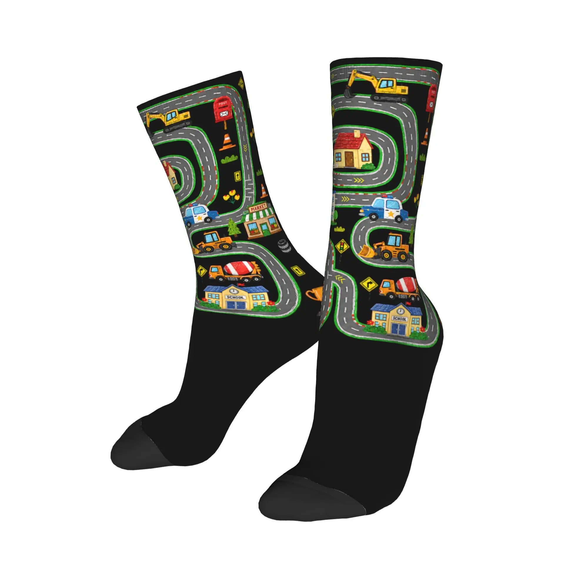 Tired Dads Club Car Race Track On Dad Socks Men's Women's Polyester Casual  Socks Harajuku Spring Summer Autumn Winter Socks