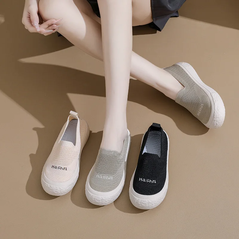 Women's Slip-on Loafers Flats Knit Walking Penny Shoes Soft Work Office Comfort  Sneaker Women Casual Loafers view 2