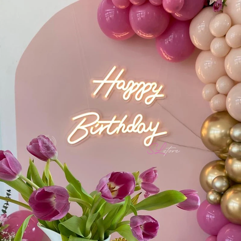 

Happy Birthday Led Neon Sign For Birthday Party Decoration Oh Baby Light Sign for Decor Home Sign