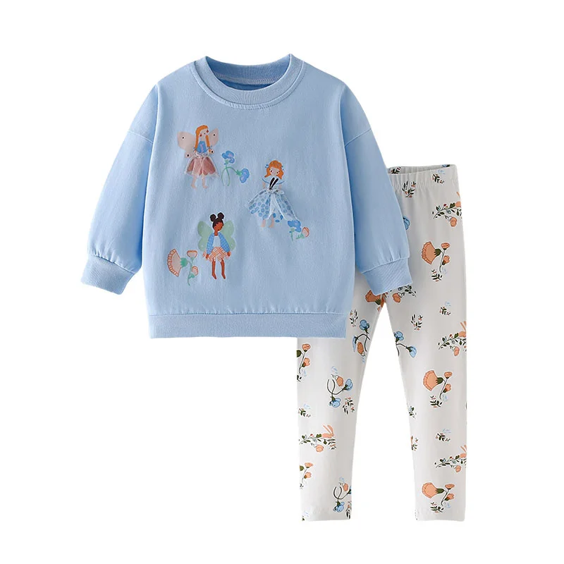 Jumping Meters Fairy Tale Sweatshirts + Leggings Children's Clothing Sets Autumn 2 Pcs Suit Kids Outfits Long Sleeve Sets Outfit