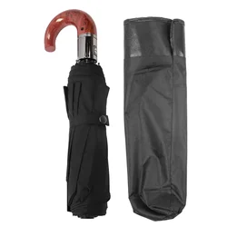 Large Compact 1PC Windproof Automatic Folding Travel Umbrella with Curved Handle for Men Women Backpack Car Use