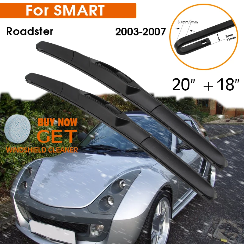 

Car Wiper Blade For Smart Roadster 2003-2007 Windshield Rubber Silicon Refill Front Window Wiper 20"+18" LHD RHD Accessories