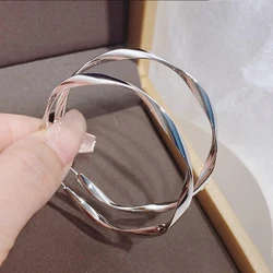 Huitan Fashion Big Circle Hoop Earrings for Women Metal Twist Accessories Gold Color/Silver Color Daily Party Versatile Jewelry