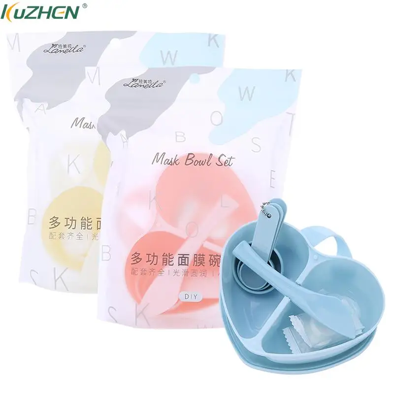 1 Set DIY Heart Shape Face Mask Mixing Bowl Set Mask Brush Mixing Stick Spoon Facial Skin Care Mask Tools Kit Beauty Supplies