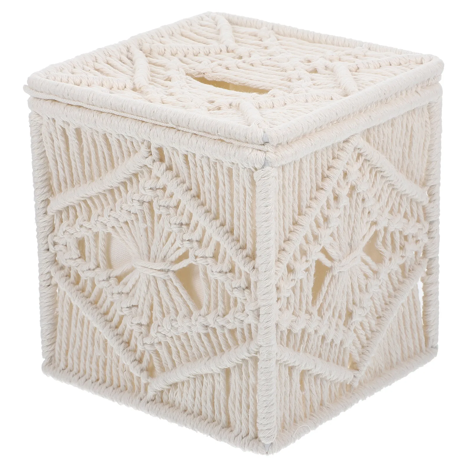 

Bohemian Cotton Rope Woven Tissue Box White Storage Dispenser Home Decor Paper ganizer Desk Case Holder Container