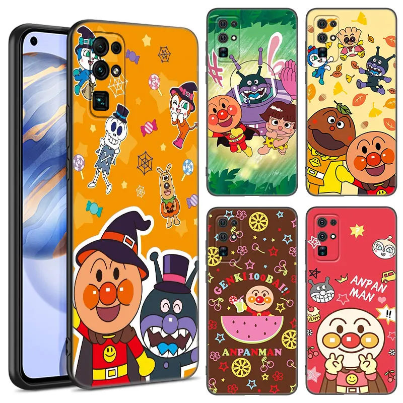 Fashion Anpanman Black Silicone Phone Case For Honor 70 90 Lite X40 GT X50 i X5 + X6A X6S X7A X8A X8B X6 X7 X8 X9 4G X9A X9B 5G