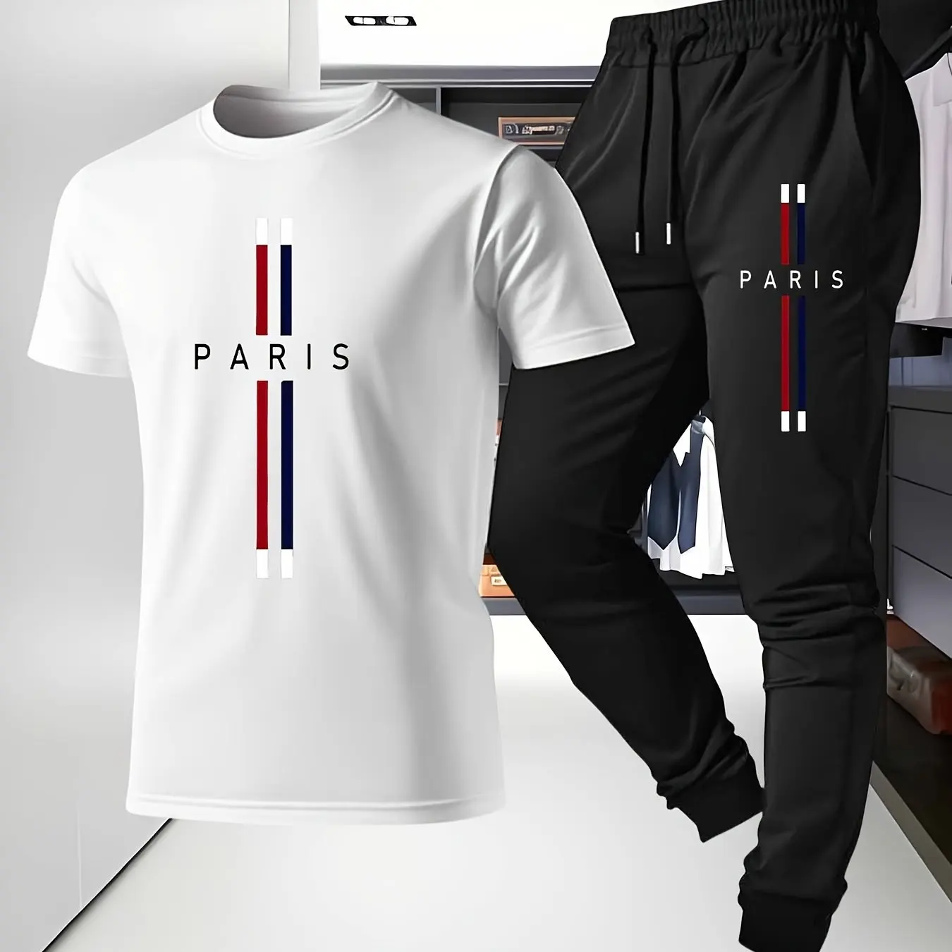 

2025 Men's casual loose sports short-sleeved trousers set Quick-drying sweat-absorbing soft breathable light men's T-shirt set