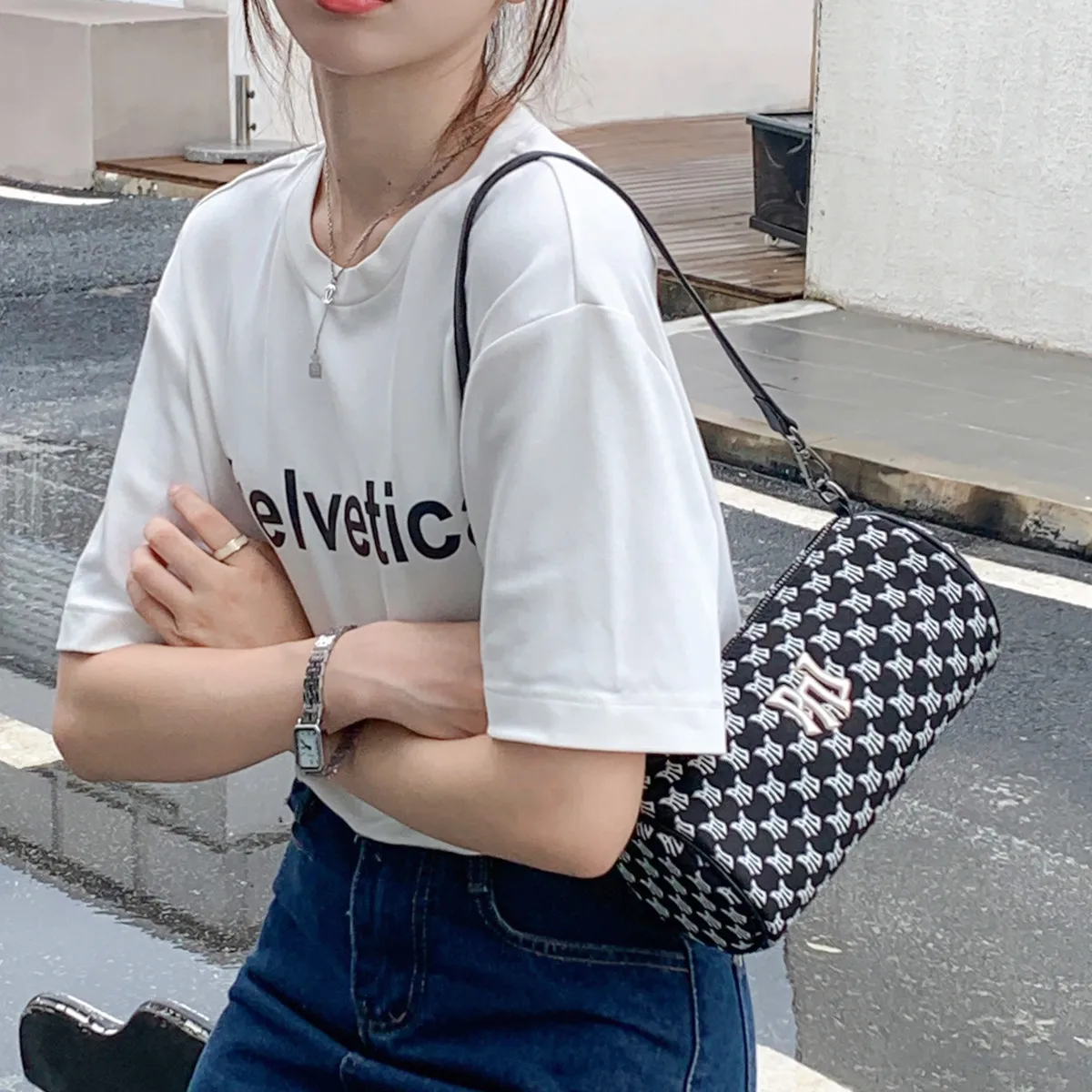 PNJ Manchurian messenger bag women's casual 2024 new fashion shoulder bag fresh trend satchel nylon