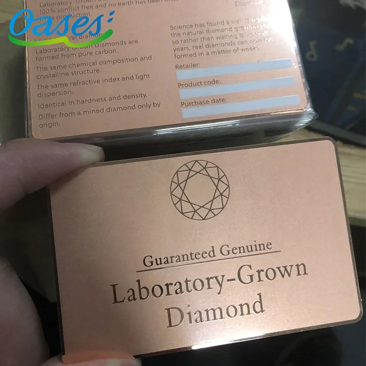 Customized query New Arrival Customized Credit Card Size Laser Engraving Luxury Shiny Metal Authenticity Warranty Card With Whit