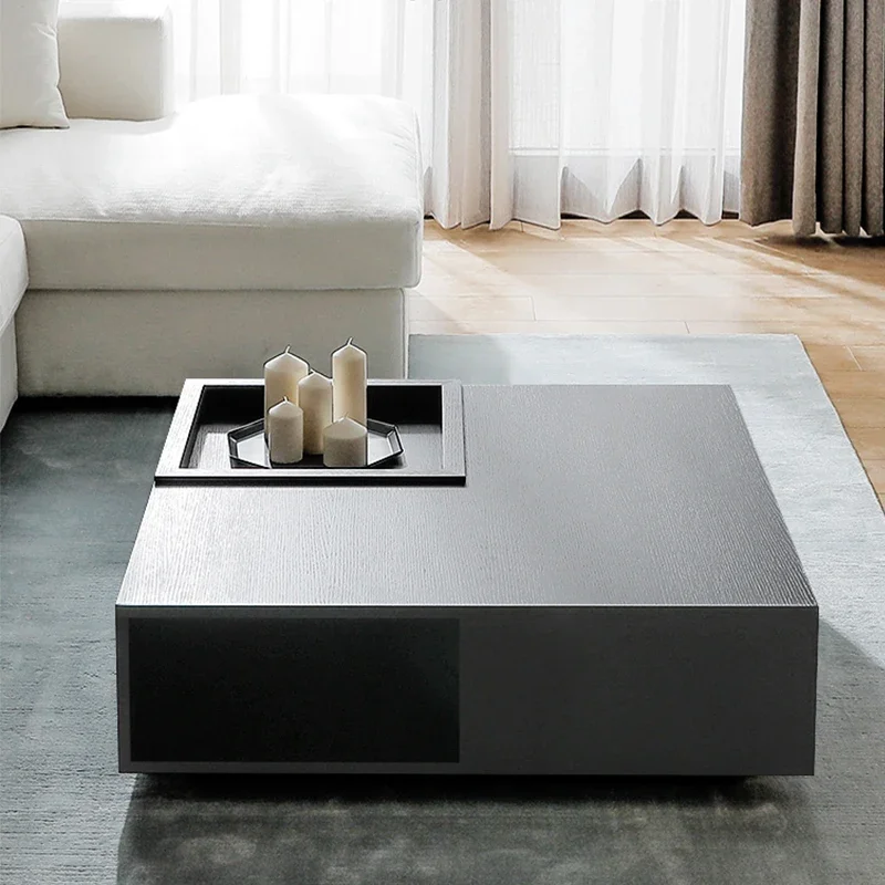 

Minimalist Black Coffee Tables Vintage Storage Living Room Coffee Tables Nordic Square Table Basse Pour Salon Home Furniture