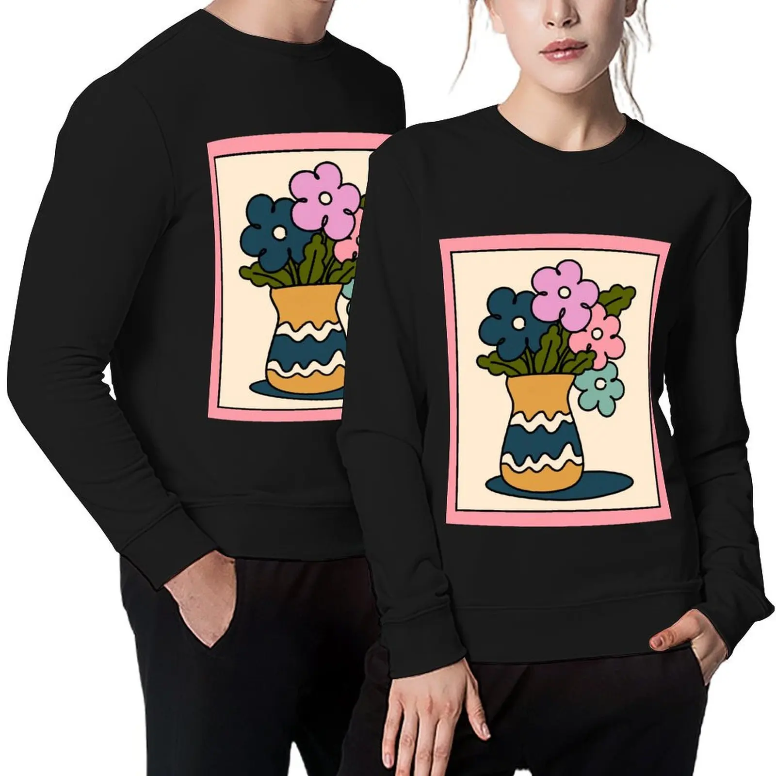 

Flowers Retro 70s Pullover male clothes graphic t shirts men men's clothes autumn new products aesthetic sweatshirts