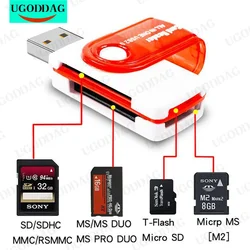 4 in 1 USB Memory Card Reader USB 2.0 to SD Micro SD TF MS M2 Card Adapter for Computer Android Mobile Phone