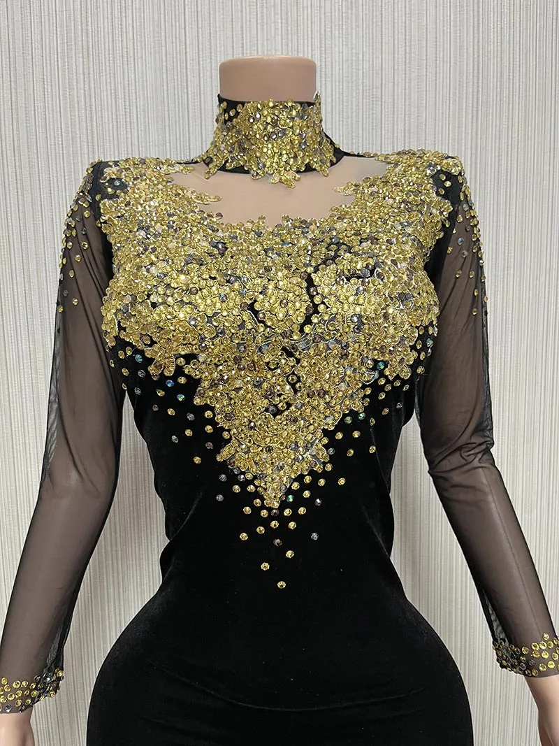 ชุดราตรีผู้หญิงทรงเมอร์เมดประดับคริสตัลหรูหราสำหรับงานแต่งงาน งานเลี้ยงกลางคืน งานพรอม ชุดราตรีทรงหางปลาประดับเพชรพลอยสไตล์ตะวันออกกลาง ชุดแสดงบนเวที