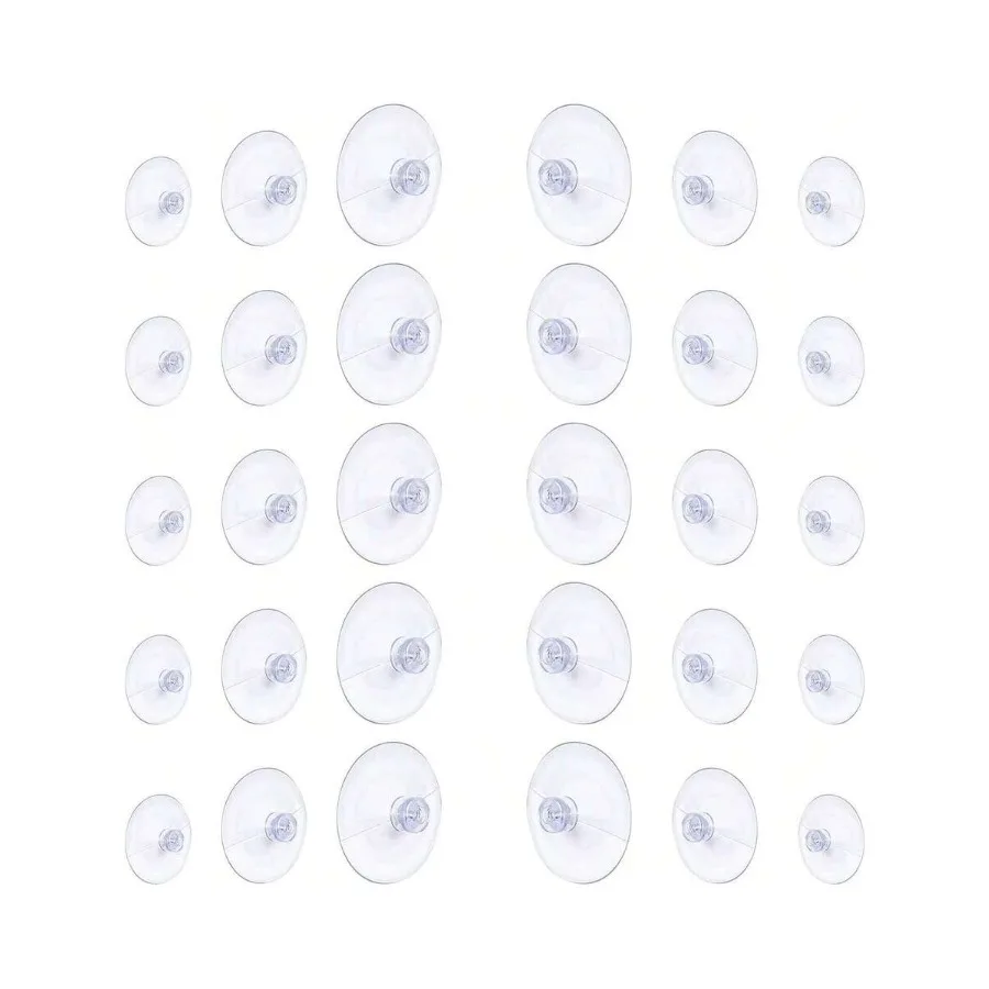 

30 Packs Suction Cup Plastic Sucker Pads Without Hooks, Clear, 3 Size, 45, 30, 20, 26168395