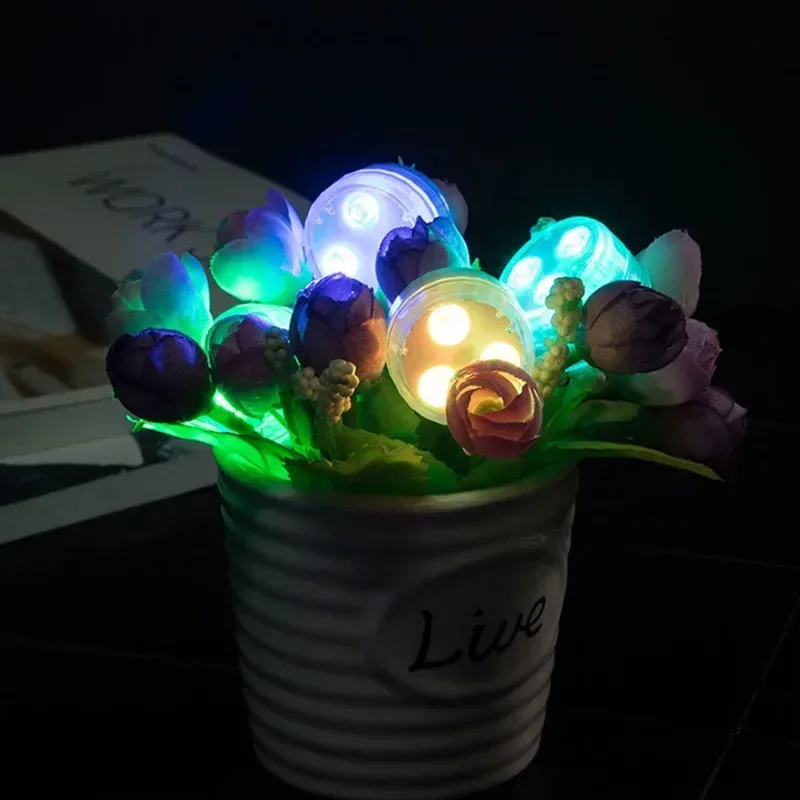 3leds RGB Led Submersible Light Underwater Night Lamp Battery Operated Garden Swimming Pool Light for Wedding Party Vase Bowl