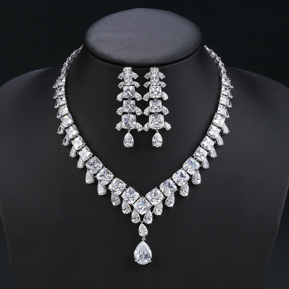 

Bridal 2pcs Color Zirconia Jewelry Gift Set For Women Party, Luxury Dubai Nigeria Crystal Wedding Jewelry Set CN11268