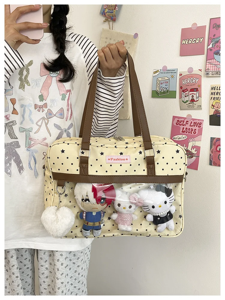 College-Style JK-Uniformtasche, süße und mädchenhafte Handtasche mit großem Fassungsvermögen, vielseitige Studenten-Umhängetasche für den Unterricht, lässige Crossbody-Tasche. – Detail 5