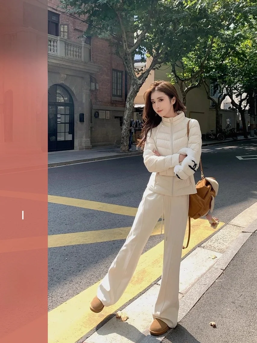 

High Waist Flared Casual Pants Women's Loose Thi Wide Leg Long Trousers Autumn Winter Slimming Cotton Blend Ladies Pants