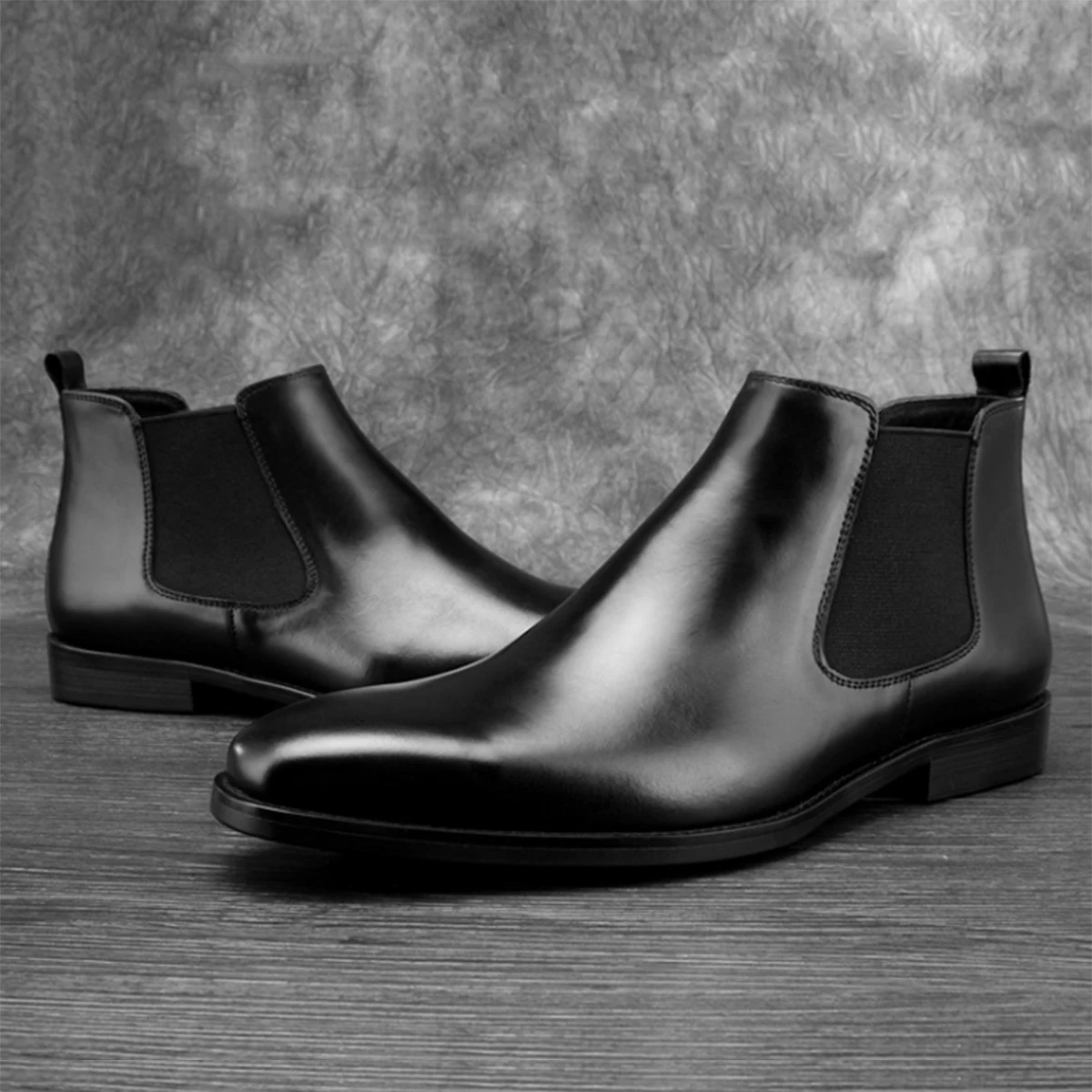 

Manufacturing Production Claf Leather Chelsea Boots Slip on Ankle Boots Chaussures Pour Hommes Motorcycle Boots Shoes Stock Men