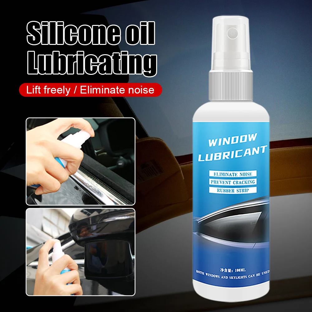 

100ml Car Window Lubricant Rubber Strip Softening Smooth Window Lifting Lube Spray Noise Reduction Auto Maintenance Accessories