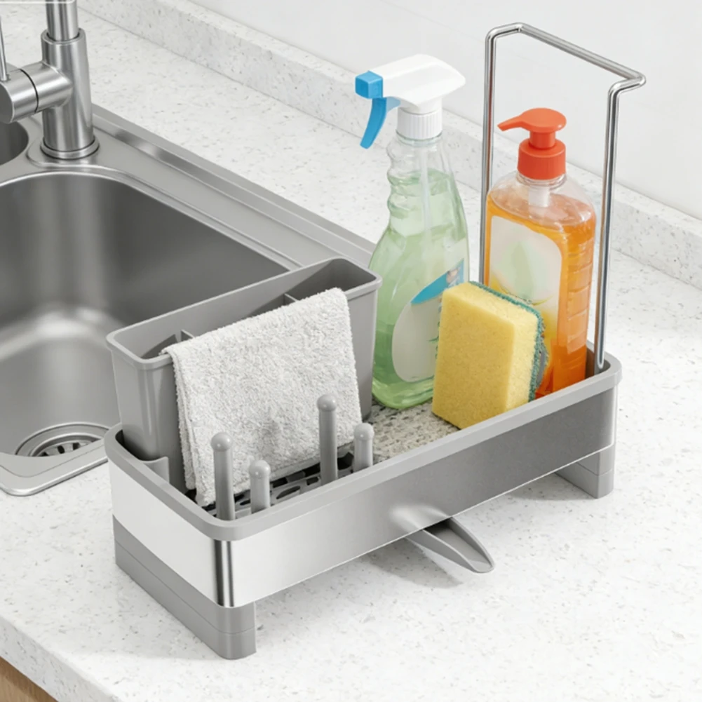 

Kitchen Sponge Holder Sink Organizer Space-saving Design Efficient Drainage Storage Holder For Sink Organization