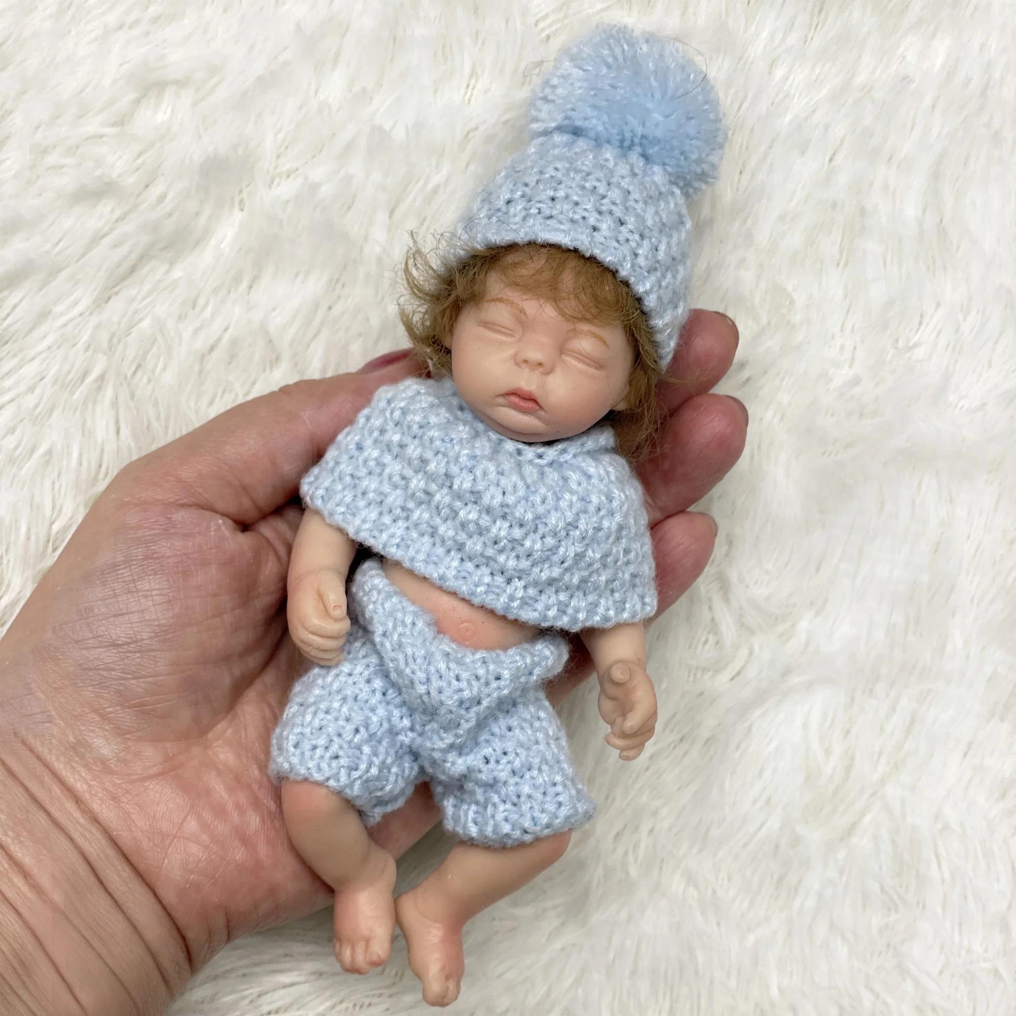 15cm Mini Palm Silicone Bebe Reborn Full Body Solid Silicone Reborn Dolls Handmade Lifelike Pеборн Mальчик Cпящий