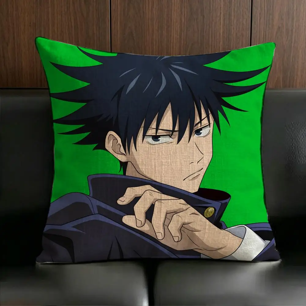 Anime Cool F-Fushiguro Cushion Cover Anti-dustmite Pillowcase Invisible Zipper Silky Short Plush Sofa Cushion Cover