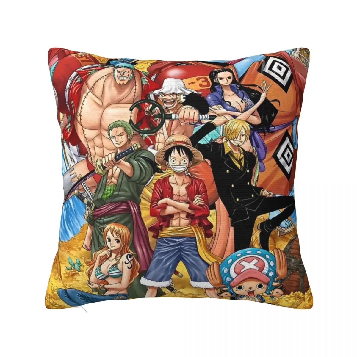 Printing O-One P-Piece Anime Pillowcase Fabric Cushion Cover Pirates Japan Manga Throw Pillow Case Cover Chair Zippered 40X40cm