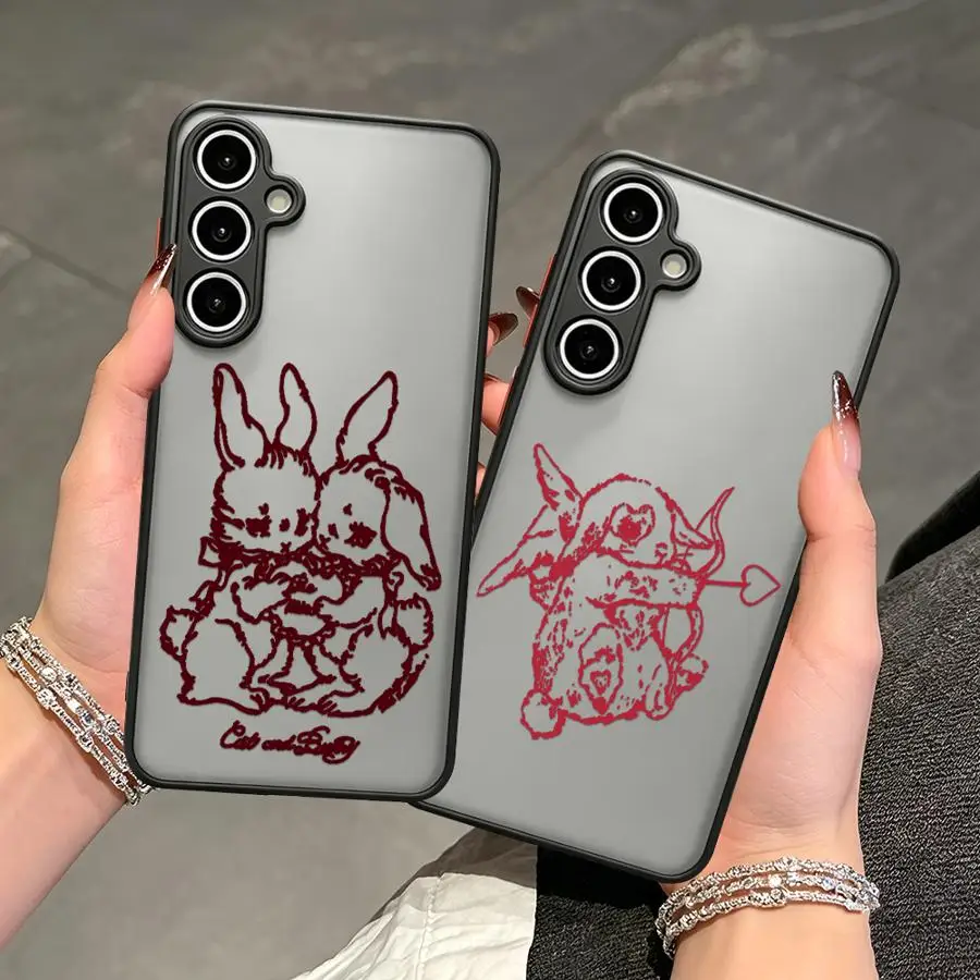 Brown Rabbit Doodle Phone Cover Case for Samsung Galaxy A34 A36 A54 A53 A16 A15 A35 A56 A55 A73 A33 A52S A72 A17 A52 A14 A23