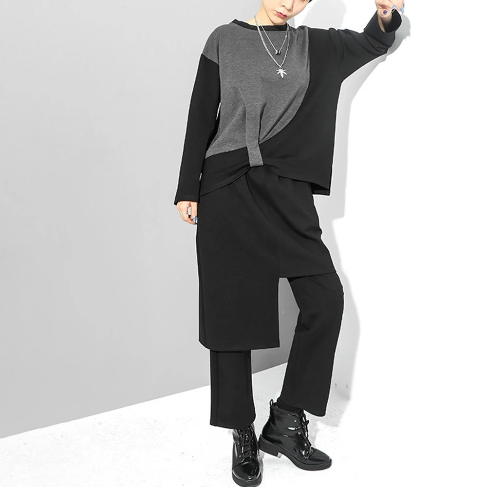 XS-5XL Winter New Men's Solid Color Patchwork Skirt Pants American Retro Fashion Trend Street Casual Loose Niche Men's Bottoms