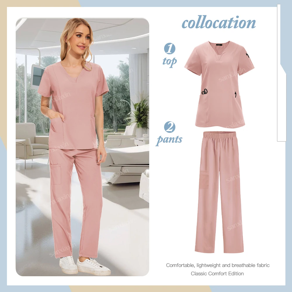 Niaahinn brand Set Women's Medical Uniforms Surgical Pajamas Nurse Uniforms Scrub Set Hospital Work Clothes Dental Surgery Suits