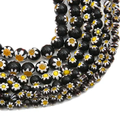20-40Pcs Thousand Flower Glass Beads, Round Loose Beads, Handmade DIY, Necklace, Bracelet, Ear Jewelry Accessories Materia