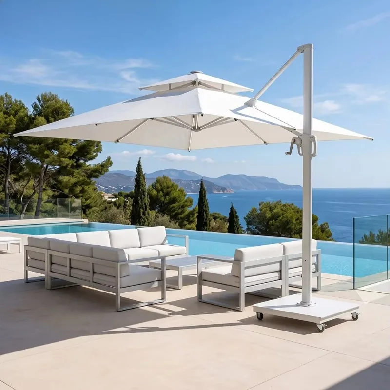 Modern Outdoor Aluminum Cantilever Umbrella Courtyard Garden Parasol Villa Pool Deck Parasol Wholesale Fast Delivery