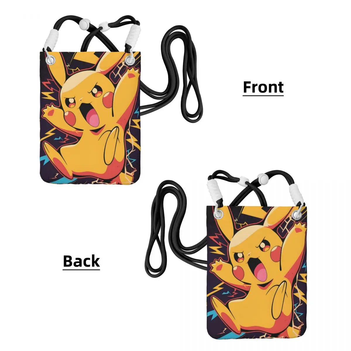 مخصص P-Pikachus تحمل حقيبة الهاتف المحمول قطري الرجال النساء سلسلة ألعاب الفيديو حقيبة الهاتف المحمول لركوب الدراجات الهاتف المال الحقيبة
