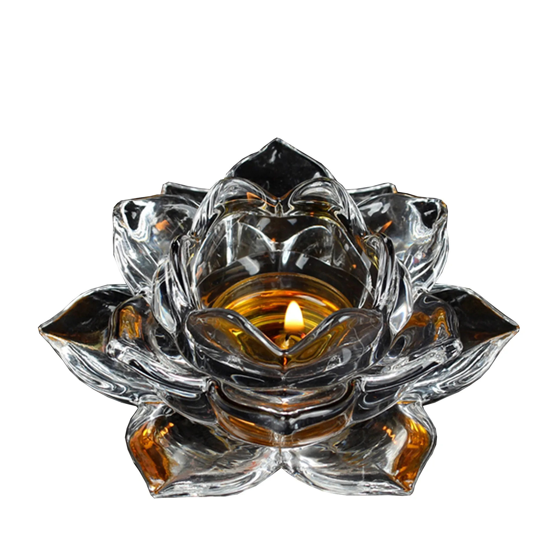 

Household crystal lotus butter lamp holder heat-resistant long light candle holder candle holder ornament Buddha statue handmade