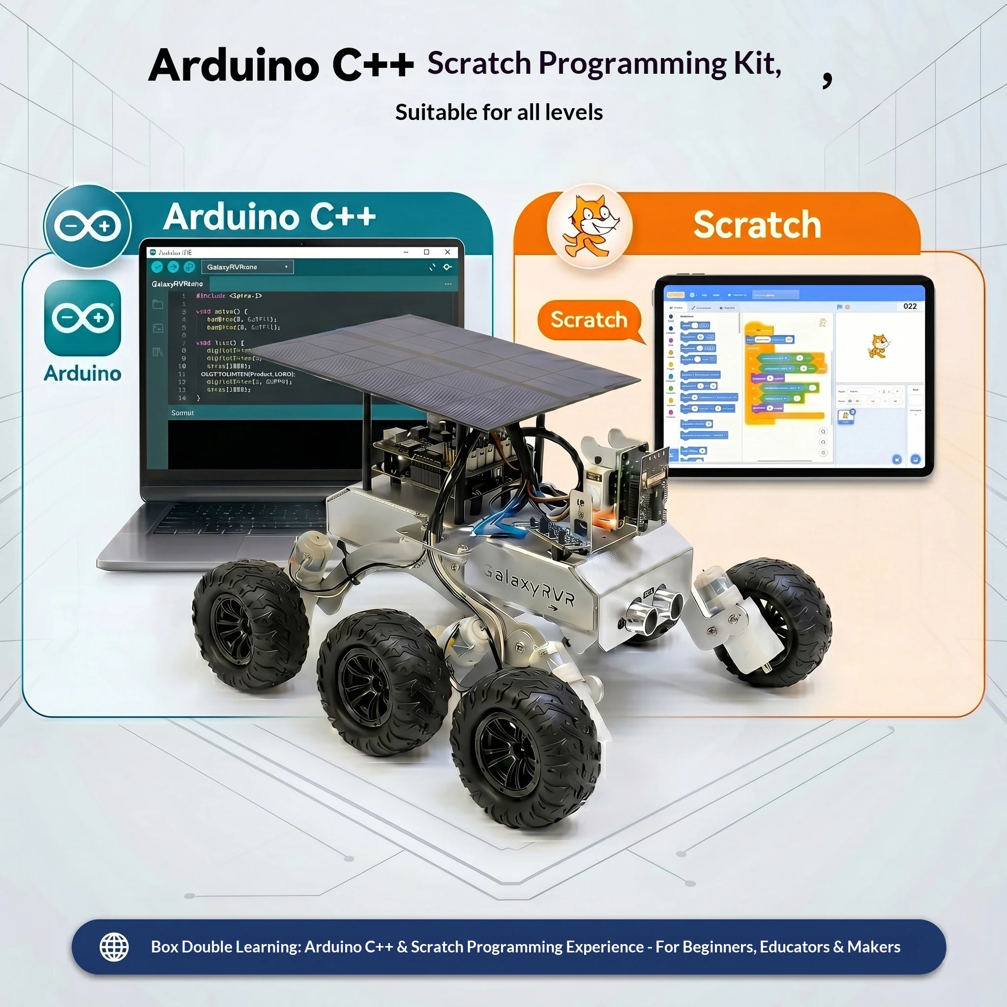 Smart Robot Mars Rover with Camera Compatible with Arduino Uno R3 for Scratch Programming view 3