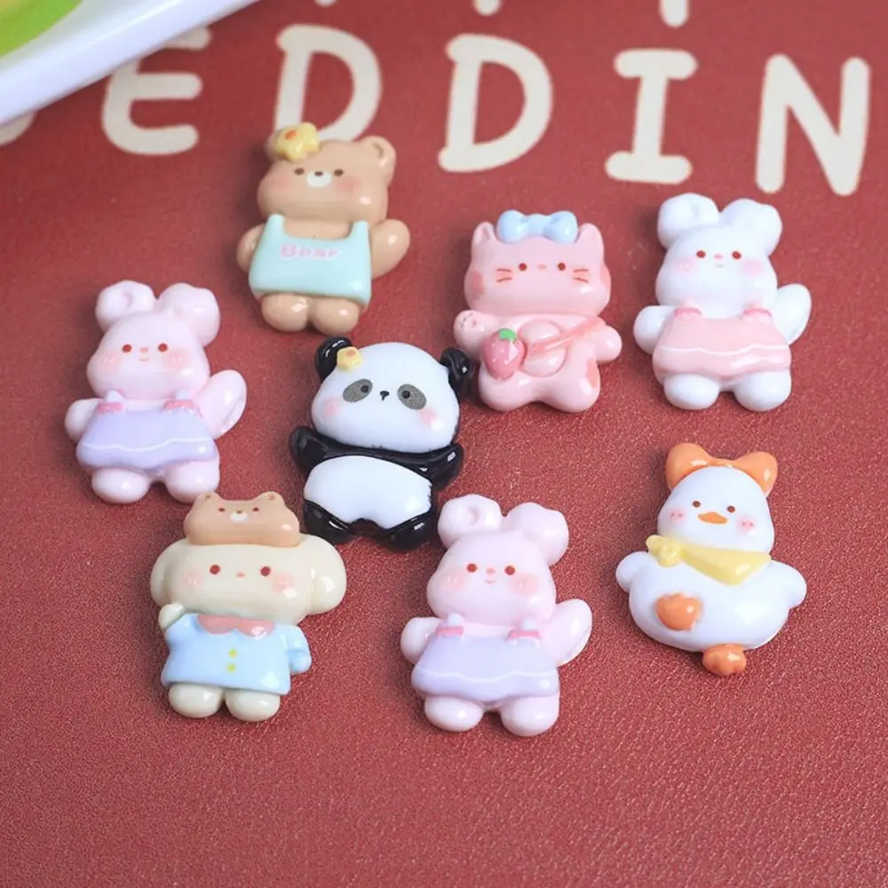 20pcs Cartoon Animal Resin Slime Charms Bottle Sticker Cream Gel Phone Case Decor Flatback Scrapbooking Headband Making Kids Toy