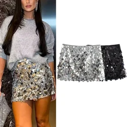 HXAO Short Skirts Women 2024 Spring Summer Autumn Sexy Elegant Party Mini Skirt Ladies Fashion Casual Sequined Skirt For Female